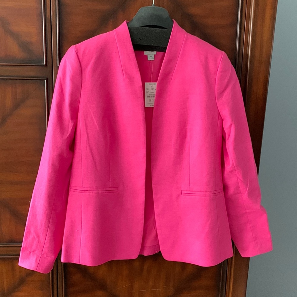 Jcrew hot pink size 6 hook closure/slit pocket blazer